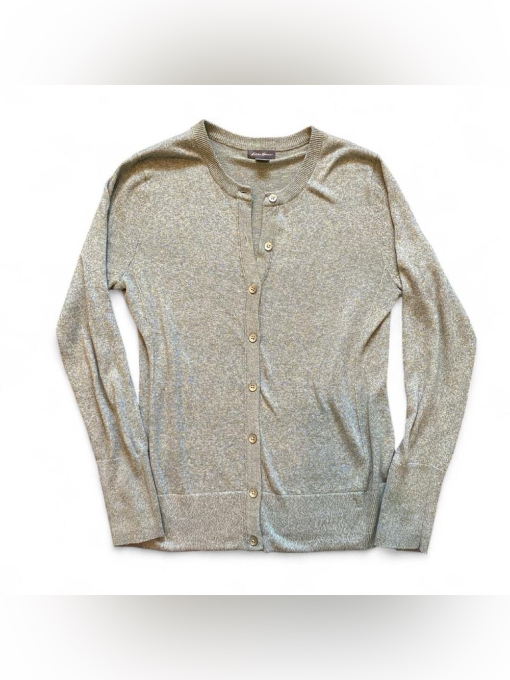 Eddie Bauer Blue Green Marled knit Button-Front Cardigan